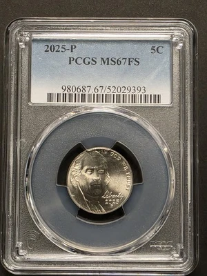 2025 P Jefferson Nickel PCGS MS 67 FS Full Steps TOP POP NONE HIGHER - Image 1 of 4