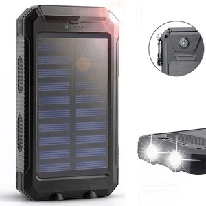 10000mAh Waterproof Solar Power Bank Portable Battery Charger 2USB LED Compass - Picture 1 of 11