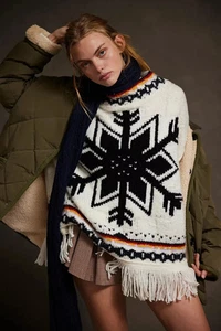 Suéter Free People Talla L Atardecer Copo de Nieve Flecos Pullover Crema Multicolor Boho - Imagen 1 de 13