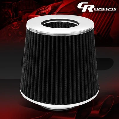 3" ID FRÍO/CORTO RAM NEGRO TOMA DE AIRE CONO ALGODÓN LAVABLE FILTRO DE GOMA + ABRAZADERA Foto 1 de 4