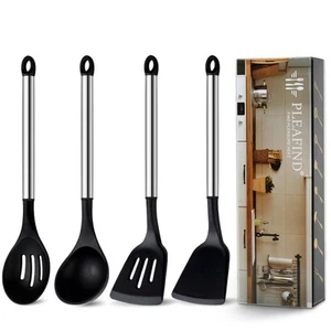 4-Pcs Silicone Cooking Utensils Set, Wok Utensils Set Include Wok Ladle, Slot... - Picture 1 of 7