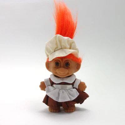 Russ Troll Thanksgiving Pilgrim Girl Orange Hair 3" Tall NEW with Tag