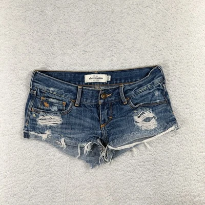 abercrombie and finch Denim Cut Off Shorts Juniors Size 12 (W25) Vintage LOW - Image 1 of 4