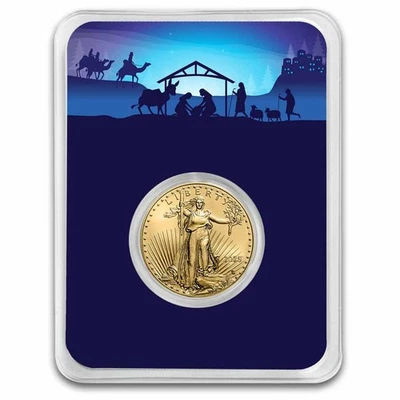 2025 1/4 oz American Gold Eagle - w/Starry Night Nativity Card - Image 1 of 4