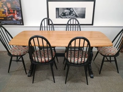 8 Seater 6ft Painted Solid Oak Ercol Refectory Table (with custom paint option) - Image 1 of 4