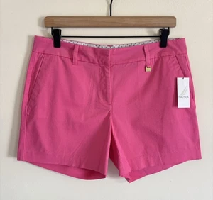 New Nautica Shorts Womens Size 8 Hot Pink Chino Flat Front Cotton Stretch Preppy - Picture 1 of 16