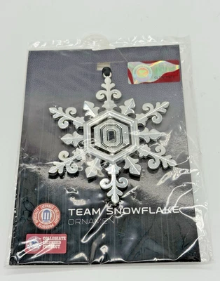 Ohio State Buckeyes Plateado Equipo Copo de Nieve Ornamento Equipo Deportes NCAA Foto 1 de 3