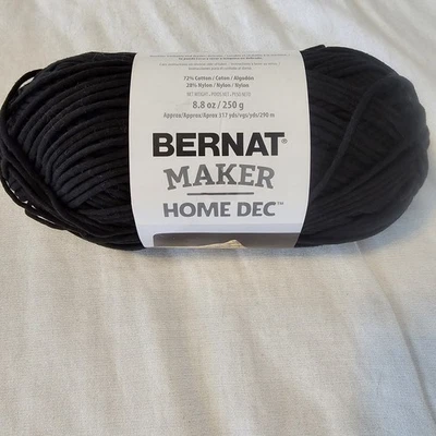 1 Skein Bernat Maker Home Dec Bulky #5 Yarn Black Cotton Nylon  317 yards - Image 1 of 4