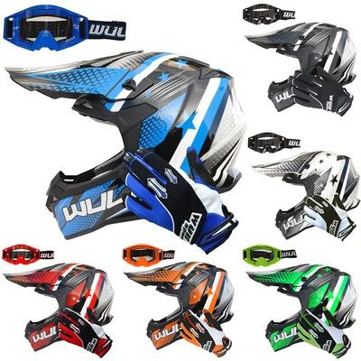 Wulfsport Adult Iconic Motorcross MX Helmet Stratos Gloves Tech Goggles Non-slip