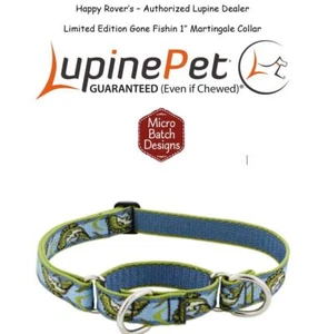 Lupine Combo Martingale LIMITED Dog Collar - 1" GONE FISHIN - Picture 1 of 4