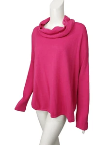BRYN WALKER Pullover rosa Baumwolle Strick Überschlagkragen Oversize asymmetrisch Gr. L - Bild 1 von 3