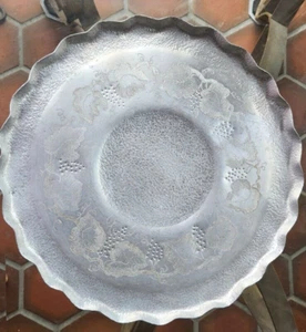 WF Hand  Hammered Aluminum Round Tray 15.5” W - Picture 1 of 7