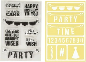 BIRTHDAY - JILLIBEAN Clear Rubber Stamp & Stencil Set Scrapbook Stamping SALE - Picture 1 of 1