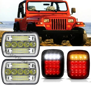 7x6" LED Headlights Hi/Lo DRL + Tail Brake Lights For Jeep Wrangler YJ 87-95 - Picture 1 of 12