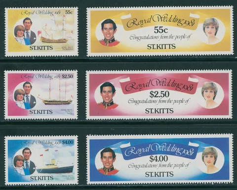 St. Kitts Scott #75-80 MNH Prince Charles Lady Diana Wedding CV$3+ 395991 Cover