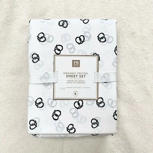 Pottery Barn Teen Full Pretzel Organic sheet set  White Faded Black - Picture 1 of 5