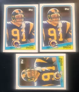 1988 Topps Football Kevin Greene #300, Lot of 3, MINT _ NO RESERVE - Picture 1 of 3