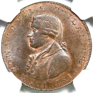 1795 D&H-57A NGC MS 64 BN HAMPSHIRE - PORTSMOUTH Conder Token 1/2P - Picture 1 of 3