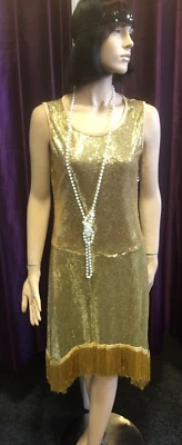 1920’s Gold Sequin Flapper Dress XL, 16/18 - Image 1 of 4