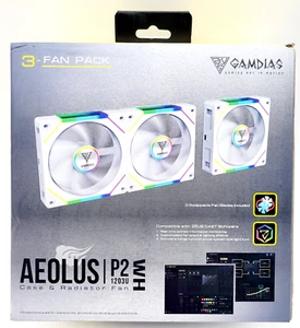Gamdias 3-Fan Pack Aeolus P2 1203U Case and Radiator Fan Brand New Open Box - Picture 1 of 10