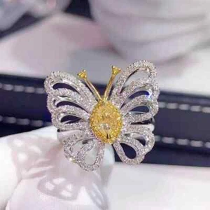 2Ct Marquise Lab Created Citrine Butterfly Wedding Ring 14K Two Tone Gold Plated - Picture 1 of 5