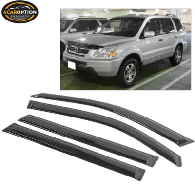 Fits 03-08 Honda Pilot Sedan Window Visors Rain Sun Guard Vent 4 Pieces Set - Imagem 1 de 4