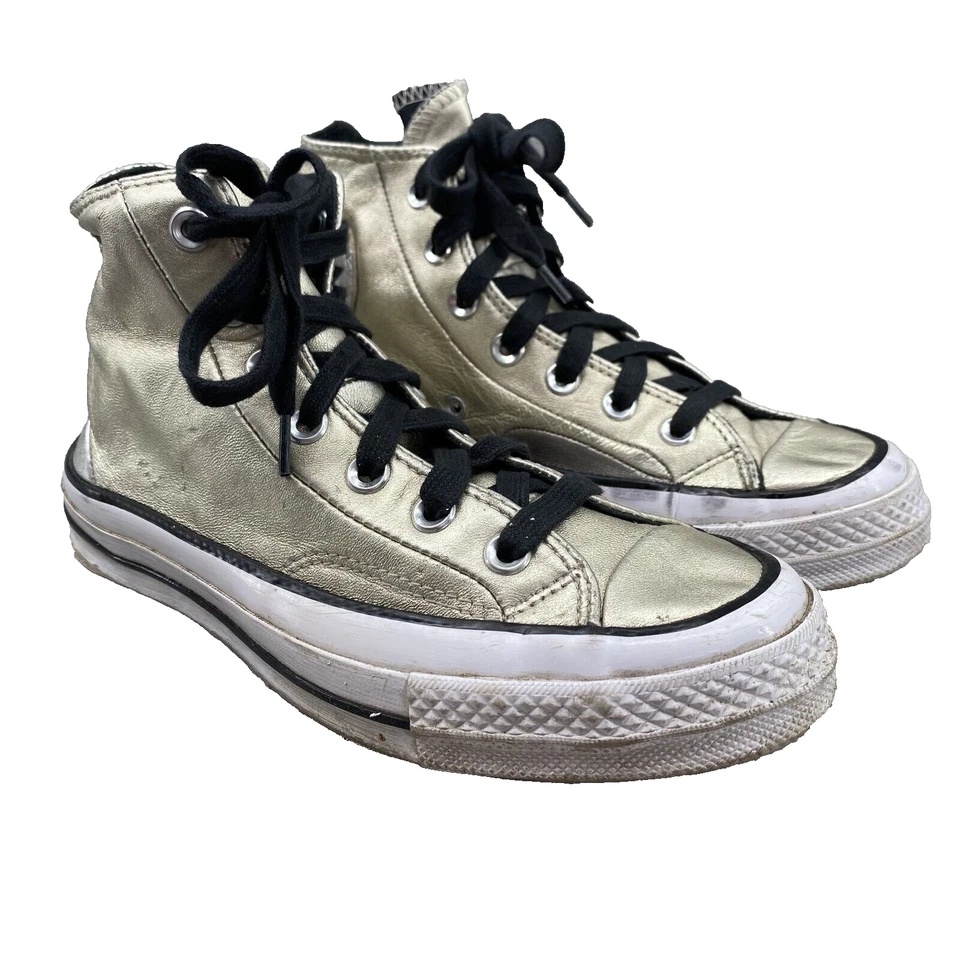 Converse Chuck Taylor Shoe Women 7 Metallic Gold Sneaker Academia Y2k Basketball - Image 1 of 4