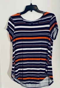 Alfani Womens Top Blouse Shirt Small, Navy/White/Orange, Excellent Condition - Picture 1 of 3
