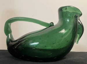 Pauly & C Murano Green Glass Pitcher Bullicante Bird Hen Chicken Italian - Picture 1 of 14