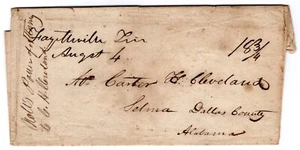 Fayetteville TN (Lincoln) Stampless Letter to Selma AL 1831 - Picture 1 of 2