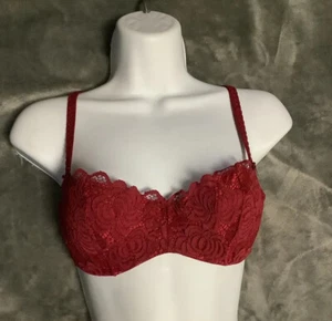 Sujetador con aros de encaje rojo (granate) Adore Me nuevo con etiquetas - para mujer talla 32C - Imagen 1 de 8