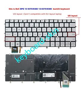 New for Dell XPS 13-9370/9380,13-9370 13-9380 series Keyboard US Backlit white