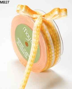 3/8" WOVEN DIAMONDS/OMBRE Ribbon-May Arts - MB27 -Yellow - 5 Yds. - Picture 1 of 1