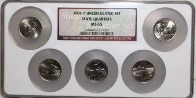 NGC COLLECTORS SOCIETY LIMITED EDITION 5 PC MS65 2004-P STATE QUARTER SET - Image 1 of 3