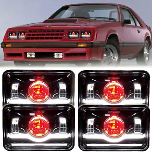 4pcs 4x6" LED Headlights Hi-Lo DRL For Ford LTD Thunderbird Mustang 1979-1986 - Bild 1 von 11