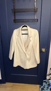 Herman Kay Cream 100% Wool Double Breasted Coat Petites Size 8/10P ILGWU Made - Picture 1 of 11