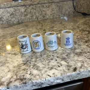 Set Of 4 Stoneware Shot Glass various Beer Mini Mug Barware - Picture 1 of 4