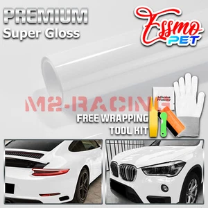 ESSMO PET Super Gloss White Car Vehicle Vinyl Wrap Decal Glossy Like Paint - Picture 1 of 12