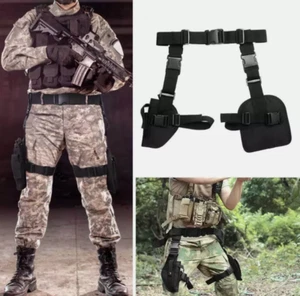 Tactical Pistol Drop Leg Thigh Holster Mag Pouch and Belt Gun Holster Black Kit - Picture 1 of 12