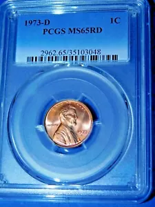1973-D 1C RD Lincoln Memorial Cent-PCGS MS65RD--376-1 - Picture 1 of 2