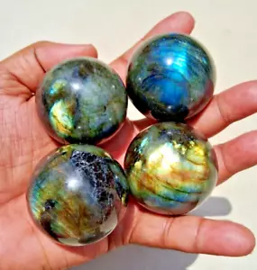 Natural Labradorite Flashy Sphere Hand Carved Crystal Home Office Decor Sphere - Picture 1 of 6