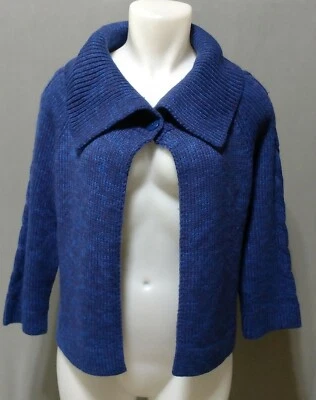 New York & Company  ladies blue acrylic 3-4 sleeve sweater wrap - size M - Image 1 of 4
