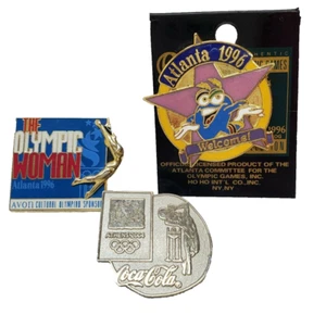 Pinback Olympic 1996 Women Atlanta Avon Izzy 2004 Athens Coca Cola Vintage Lot - Picture 1 of 8