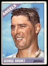 1966 TOPPS GEORGE BRUNET CALIFORNIA ANGELS #393 WRITING ON FRONT
