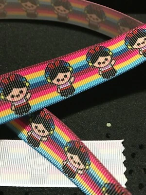 MEXICAN FOLK RAG DOLL PRINTED GROSGRAIN RIBBON 7/8"  Hair Craft      - Image 1 of 4