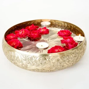 Urli Bowl For Home Decor Embossed Round For Living Room Dining Office Decoration - Picture 1 of 5