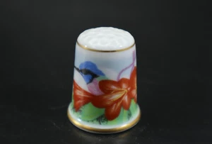 Haviland THIMBLE Limoges France Humming Birds Flowers Sewing Porcelain - Picture 1 of 7