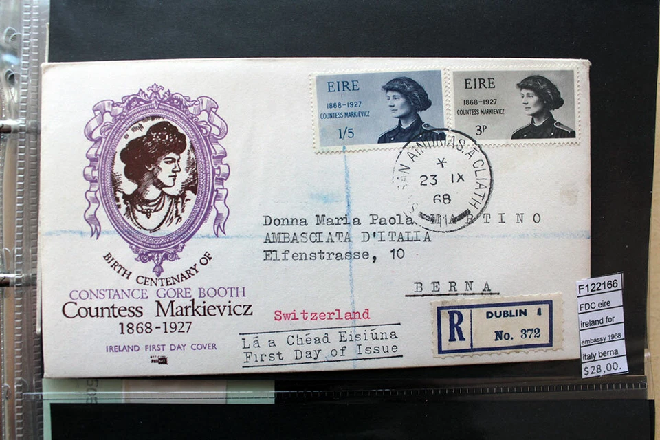 FDC EIRE IRELAND FOR EMBASSY ITALY BERNA 1968 (F122166) - Image 1 of 1