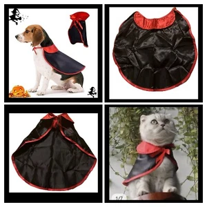 Vampir Kostüm für Hund oder Katze Halloween Cape mit Stehhalsband schwarz rot - Bild 1 von 6