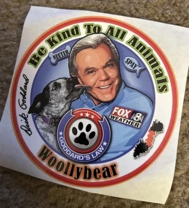 Dick Goddard Woollybear Festival Be Kind To Animals Sticker 3.5” Vermillion OH - Bild 1 von 3